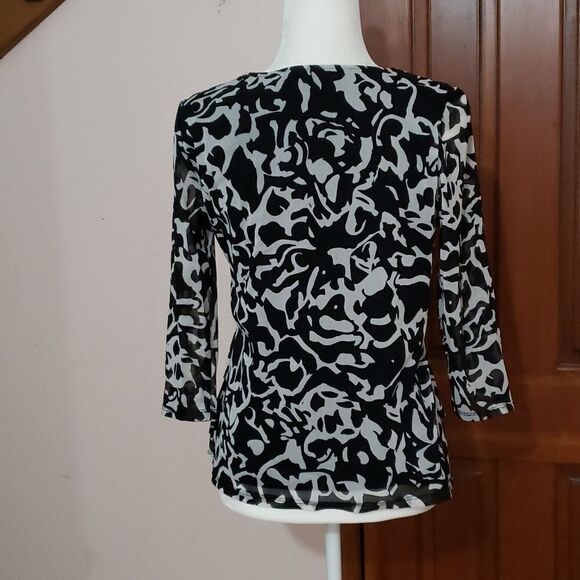 Alfani women's pullover top, size petite large, black grey print - Picture 2 of 5